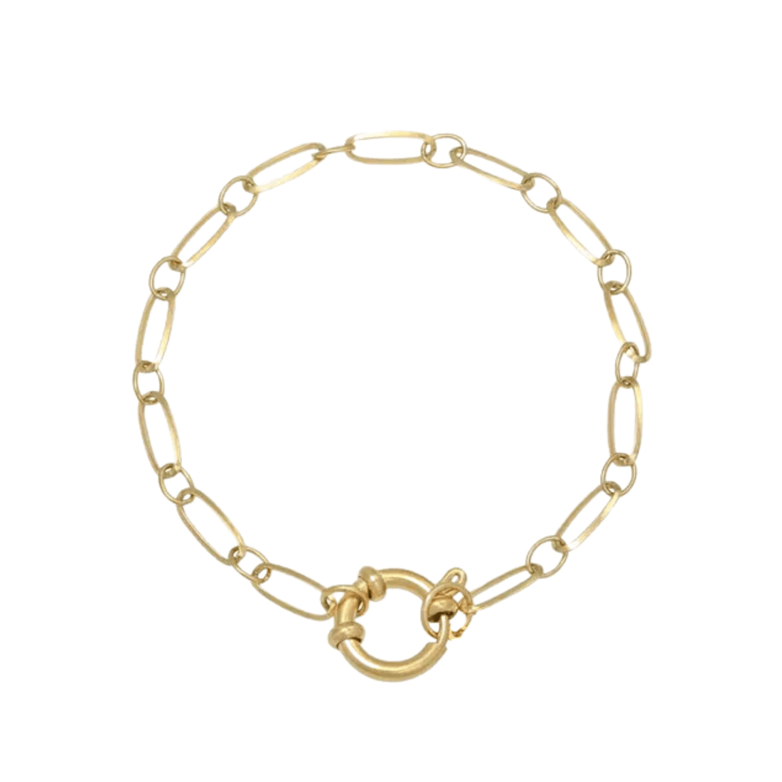 Chained bracelet with round clasp stainless steel gold | Design your own