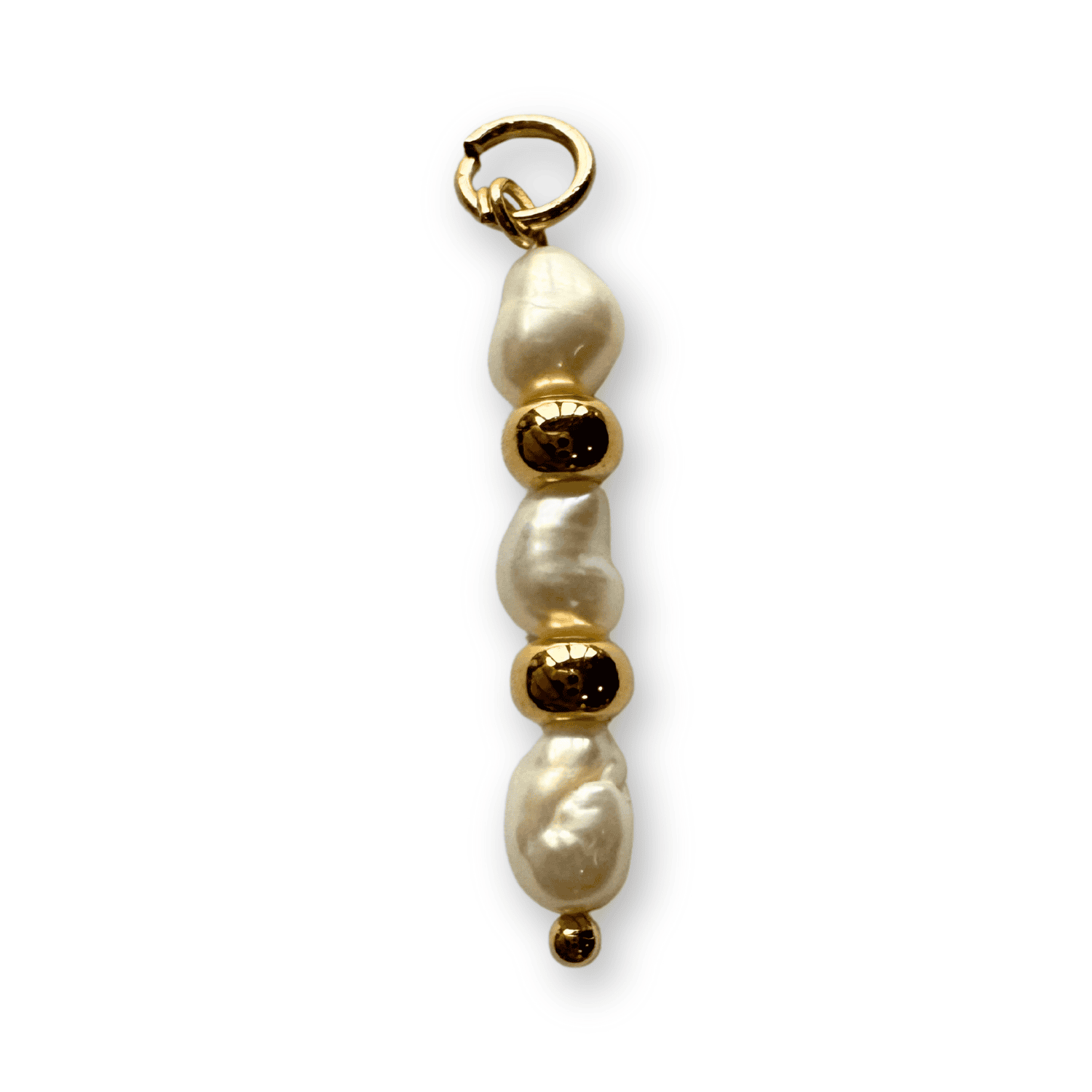 Trio oval pearls with golden beads